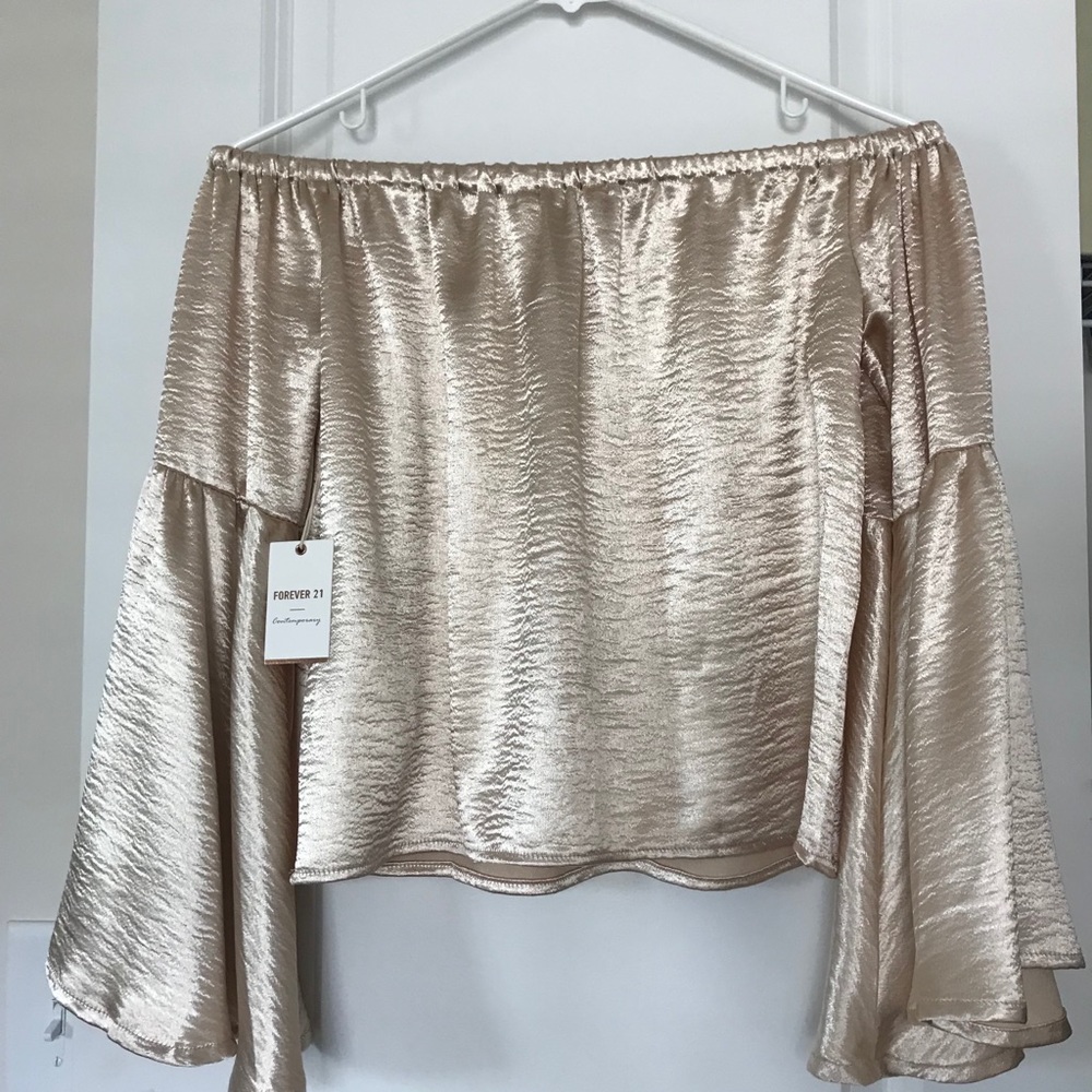 Gold Off shoulder satin top